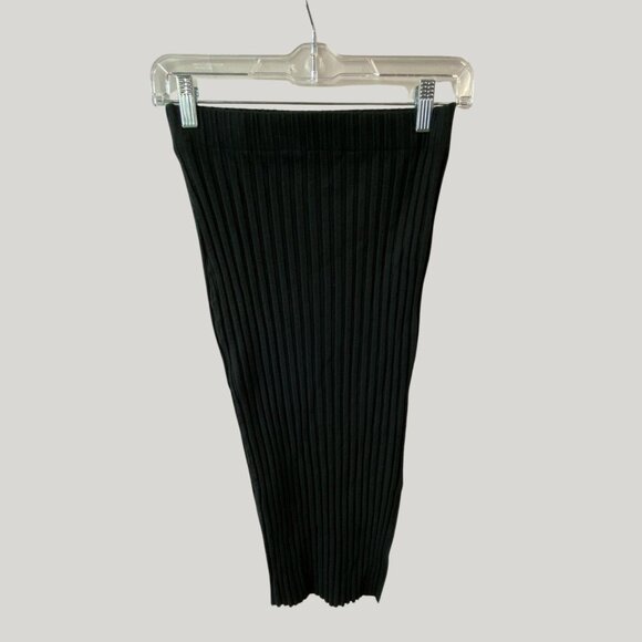 Simon Miller Akuma Rib-Knit Skirt Black Pleated Side Slit Sz Small Ribbed Basics - Picture 5 of 9